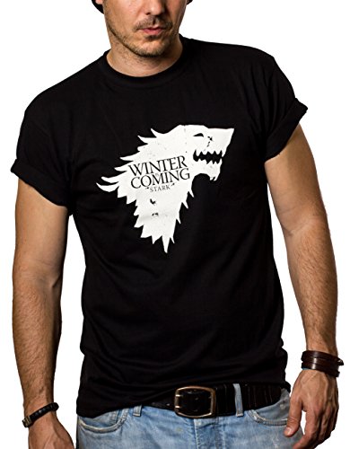 Maglietta Winter IS Coming Stark - T-Shirt Game of Thrones Uomo Ner...