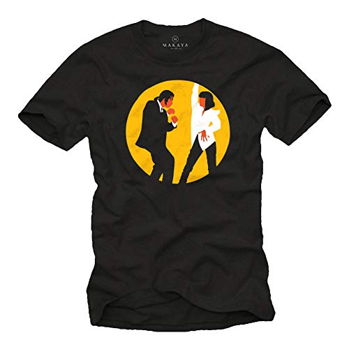 MAKAYA Magliette Uomo - Mia & Vincent Dance Pulp Fiction T-Shirt Nero L