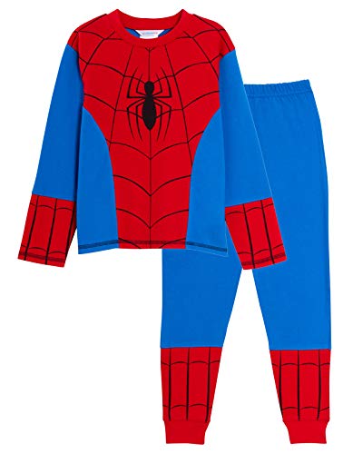 Marvel Pigiama per ragazzi Spiderman per bambini a lunghezza intera Dress UP Pjs Avengers Set di indumenti da notte, rosso blu., 3-4 Anni