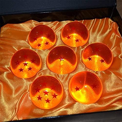 MEETOZ 7 palle del drago di Dragon Ball, sfere di resina acrilica trasparente, con confezione regalo, taglia media, 57 mm