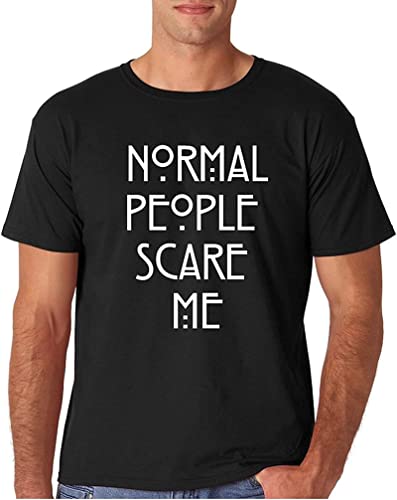 Men s Fashion Adult Normal People Scare Me T Shirt Printed Tee Black S