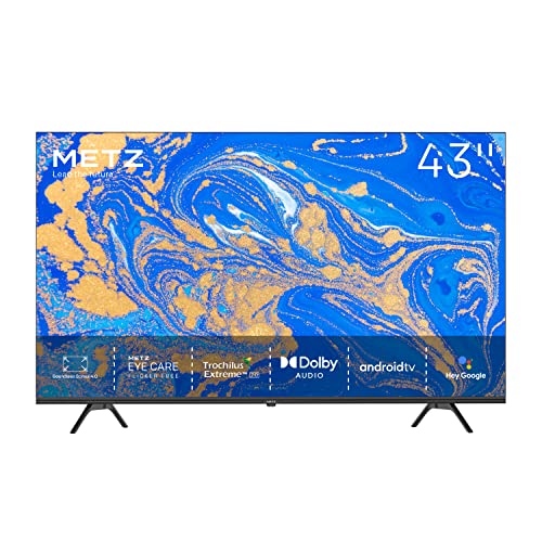 Metz Smart TV, Serie MUC6110, 43  (109 cm), LED, 4K, Versione 2023, Wi-Fi, Android 10.0, HDMI, ARC, USB, Slot CI+, Dolby Audio, DVB-C T2 S2, HEVC, boundless, Nero