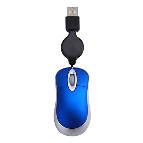 Mini Mouse Ottico Retrattile Mouse Portatile Mini USB Con Cavo Mouse Ergonomico per Ufficio a Casa per Computer PC Laptop (Blue)