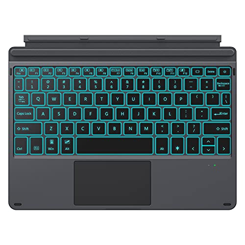 MoKo Tastiera Bluetooth & Cover Girevole per Microsoft Surface da 10 Pollici, Surface Go 3 2021   Go 2 2020   Go 1 2018, Retroilluminata a 7 Colori Wireless Keyboard in Versione Americana - Nero