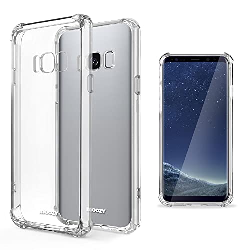 Moozy Cover Silicone Trasparente per Samsung S8 Plus - Custodia Antiurto, Crystal Clear Case, TPU Morbido