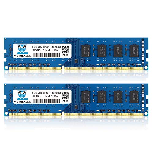 motoeagle DDR3 DDR3L 1600 MHz UDIMM RAM 16GB Kit (8GBx2) PC3 PC3L 12800U 8GB 2Rx8 1.35V 1.5V 240-Pin Non-ECC Unbuffered Memoria Desktop