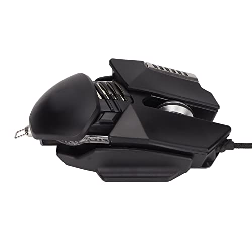 Mouse da Gioco, interfaccia Cavo USB 12800 DPI Pulsante 6D Regolazione Retrattile Mouse cablato Colore Nero Effetto Luce RGB per Ufficio per casa
