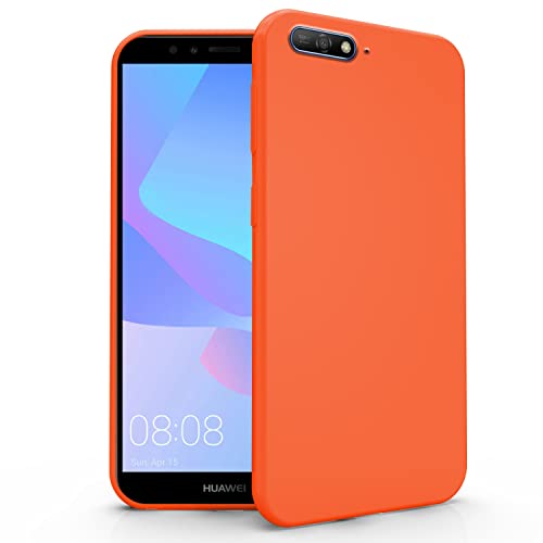 N NEWTOP Cover Compatibile per Huawei Y6 2018, Custodia TPU SOFT Gel Silicone Ultra Slim Sottile Flessibile Case Posteriore Protettiva (Arancione)