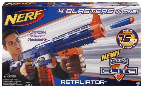 Nerf Blaster Retaliator Elite, Portata fino a 20 m, Blu Arancione...
