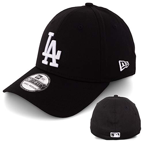 New Era Berretto da baseball da uomo, edizione limitata MLB 39Thirty Stretch Fit New York Yankees, Essential Basic (versione in lingua inglese), Nero Bianco LA Dodgers, S