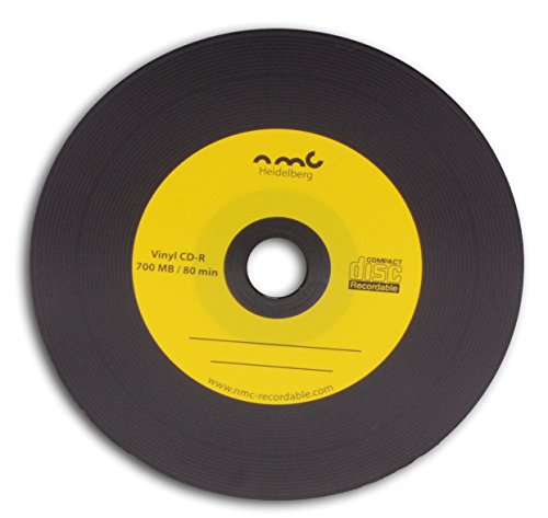 NMC 50 Vinyl CD-R Giallo Carbon Dye Retro Nero CD vergine 700MB...