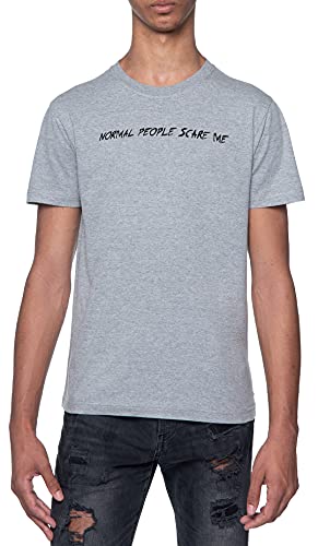 Normal People Scare Me Grey T-Shirt Mens Short Sleeves Round Neck XL
