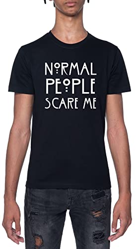 Normal People Scare Me Maglietta Nero da Uomo a Maniche Corte Girocollo T-Shirt Grey Black XS