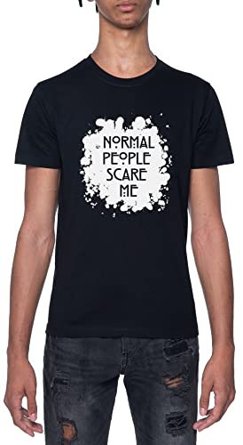Normal People Scare Me Splattered Maglietta Nero da Uomo a Maniche Corte Girocollo T-Shirt Grey Black M