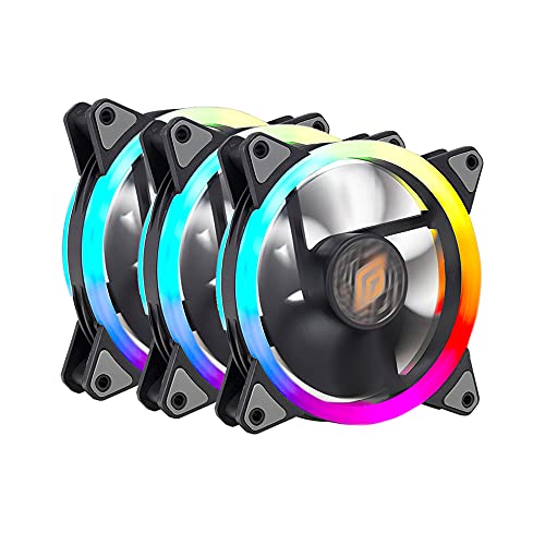 Noua Lips Black 3 Ventole PWM 16 LED Dual Halo RGB Rainbow Addressable 5V 3pin Cooling Fan 120 mm 6-Pin 1200rpm Compatibile ASUS Aura SYNC Gigabyte RGB Fusion MSI Mystic Light SYNC AsRock Polychrome