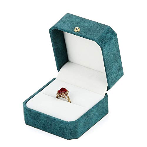 NuAngela Scatola regalo per orecchini ad anello in pelle PU, vetrina per gioielli con inserto in velluto per fidanzamento, proposta, matrimonio, cerimonia, scatola porta anelli da viaggio