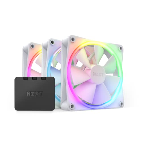 NZXT F120 RGB Fans - RF-R12TF-W1 - Personalizzazione avanzata dell illuminazione RGB - Raffreddamento silenzioso - Tripla (ventola RGB e controller INCLUSI) - Ventola da 120 mm - Bianco