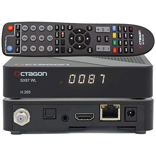 OCTAGON SX87 HD WL H.265 S2 + IP HEVC - Lettore di schede multimediali, DLNA, YouTube, radio web, USB PVR, 150 Mbits WiFi + cavo HDMI