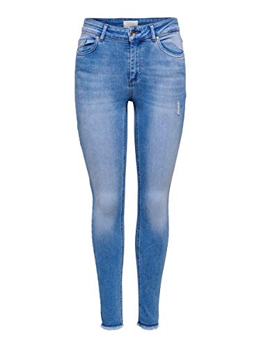 Only Onlblush Mid SK Ank Raw BB Rea4347 Noos Jeans Skinny, Blu (Light Blue Denim Light Blue Denim), 36  L32 (Taglia Produttore: Small) Donna