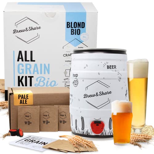 Pack fare birra 2 ricette | 10 litri | Kit Bio Blond + Ricarica Pale Ale | Regalo originale | Malti + luppoli | Fermentazione in barile