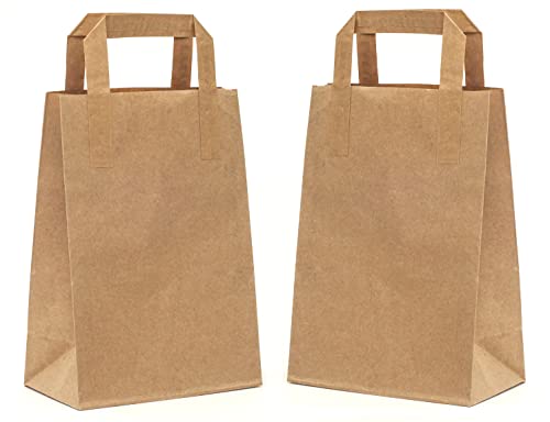 PAKNOR 50 Shopper in Kraft - 18 x 23 x 8,5 cm, sacchetti di carta marrone con manici, sacchetti da regalo, sacchetto di carta kraft