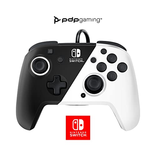 PDP Nintendo Switch Faceoff Deluxe + Audio Wired Controller: Black & White (OLED Model); 500-134-BW - Nintendo Switch