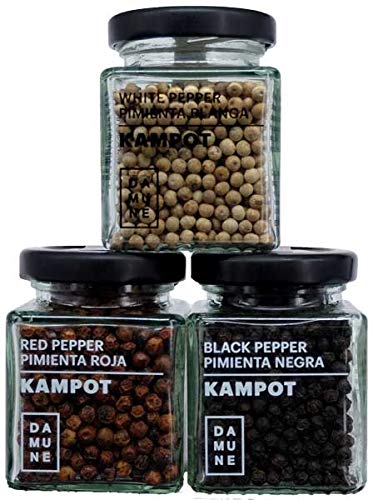 Pepe in Grani di Kampot Premium: Nero (60g), Rosso (60g) e Bianco (60g)