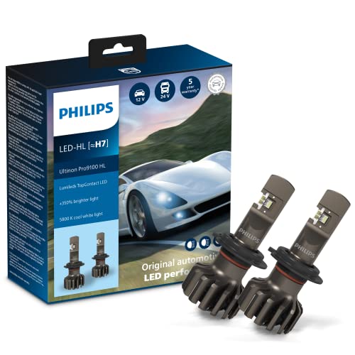 Philips Ultinon Pro9100 LED lampadina fari auto (H7), +350%, 5.800K...