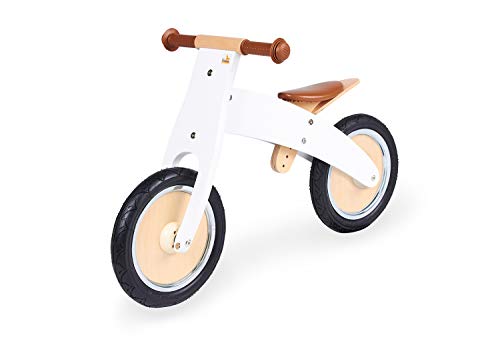 Pinolino Bike Johann Balance Bike, wood balance bike, pneumatici sgonfiabili, convertibile da chopper a balance bike, per bambini dai 2 anni in su, verniciato bianco