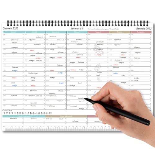 Planning Settimanale da Tavolo 2023 - Weekly Planner con Date 12 Me...