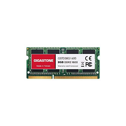 [RAM DDR3] Gigastone Computer Portatile RAM 8GB DDR3 8GB DDR3-1600MHz PC3-12800 Unbuffered Non-ECC 1.35V CL11 SODIMM RAM di Memoria 204 Pin Ideale per Laptop (SOLO Laptop)
