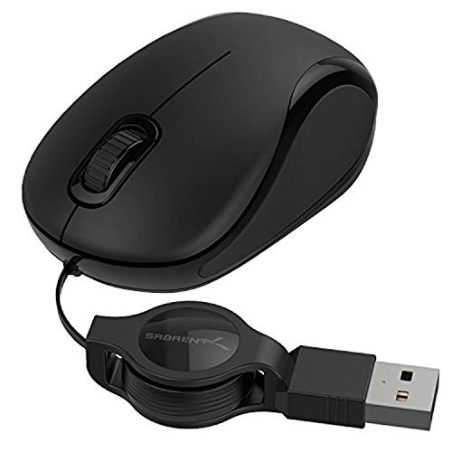 Sabrent Mouse da viaggio PC portatile, con cavo retrattile, Accesso...