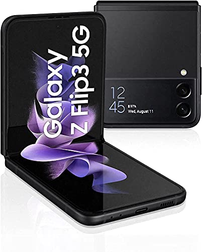Samsung Galaxy Z Flip3 5G Smartphone Sim Free Android, Caricatore incluso, Telefono Pieghevole 128GB Display Dynamic AMOLED 2X 6,7” Super AMOLED 1,9”, 2021, Nero (Awesome Black) [Versione Italiana]