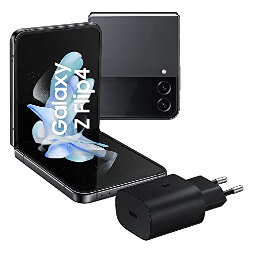 SAMSUNG Galaxy Z Flip4 Smartphone 5G, Caricatore incluso, Sim Free Android Telefono Pieghevole 128GB, Display Display Dynamic AMOLED 2X 6.7” Super AMOLED 1.9”1,2 Graphite 2022 [Versione Italiana]
