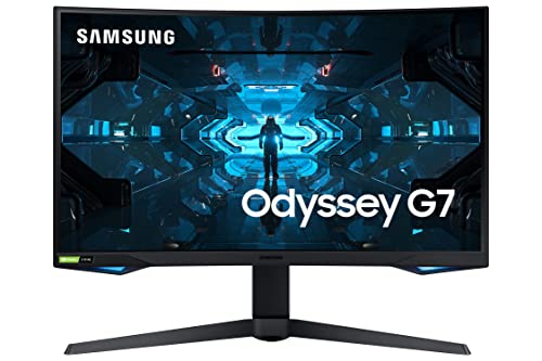 Samsung Monitor Gaming Odyssey G7 (C27G75), Curvo (1000R), 27 , 2560x1440 (WQHD 2K), HDR 600, VA, 240 Hz, 1 ms, FreeSync Pro, G-Sync, HDMI, 2 USB 3, 2 Display Port, Ingresso Audio, HAS, Pivot