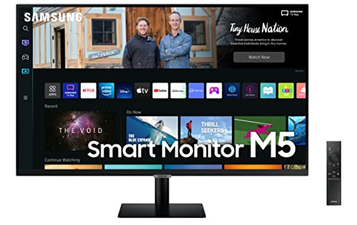 Samsung Smart Monitor M5 (S27BM502), Flat 27  , 1920x1080, Full HD, Piattaforma Smart TV (Amazon Video, Netflix), Airplay, Mirroring, Office 365, Wireless Dex, Casse Integrate, IoT Hub, WiFi, HDMI