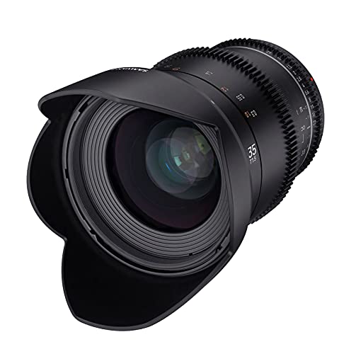 Samyang MF 35 mm T1.5 VDSLR MK2 Canon EF - Obiettivo grandangolare Cina e video per Canon EF, 35 mm, distanza focale fissa, Follow Focus, pignone full-size e APS-C, risoluzione 8K, nero