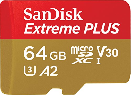 SanDisk Extreme Plus Scheda di Memoria microSDXC da 64 GB e Adattatore SD con App Performance A2 e Rescue Pro Deluxe, fino a 170 MB sec, Classe 10, UHS-I, U3, V30