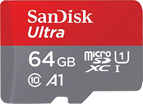 Sandisk Ultra Scheda Di Memoria Microsdxc Con Adattatore Sd, Fino A 120 Mb S, Rosso Grigio, ‎64 GB