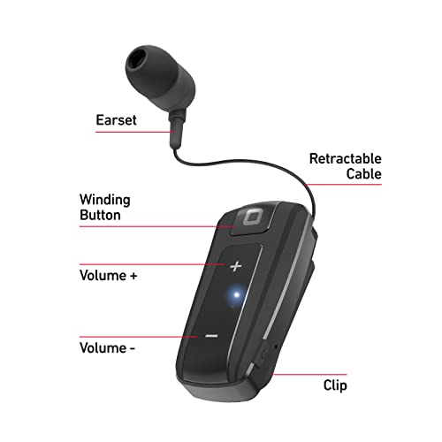 SBS Auricolare Bluetooth con Clip e Filo avvolgibile, Tecnologia mu...