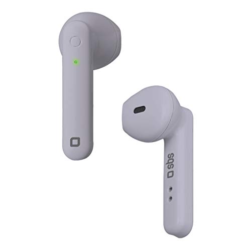 SBS - Cuffie wireless Bluetooth con 2,5 ore di autonomia, microfono e scatola di ricarica, auricolari wireless Twin Buds in viola per Apple iPhone cellulare