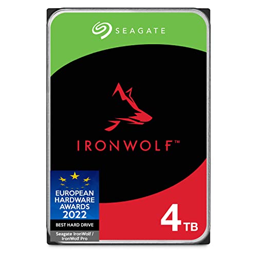 Seagate IronWolf, 4 TB, Hard Disk SATA da 6 GBit s, HDD, CMR 3,5  5.400 RPM, Cache da 64 MB per NAS con Sistema RAID, Pacchetto di Facile Apertura, 3 anni Rescue Services (ST4000VNZ06)