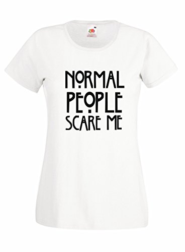 Settantallora - T-Shirt Maglietta Donna J1421 Normal People Scare Me Taglia M
