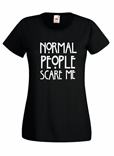 Settantallora - T-Shirt Maglietta Donna J786 Normal People Scare Me Taglia S