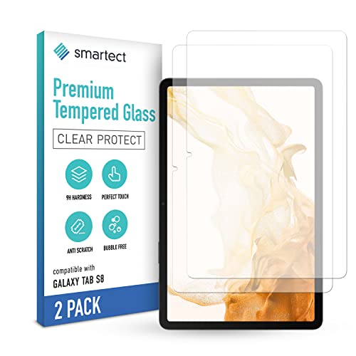 smartect Pellicola Protettiva [2 PEZZI - CLEAR] per Samsung Galaxy Tab S8   Tab S7 - Vetro Temperato 9H - Proteggi Schermo Anti-Bolle - Anti-Impronte