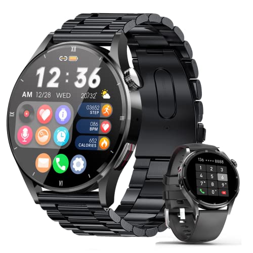 Smartwatch Uomo Orologio Fitness Chiamata Bluetooth, 1,32  Full Touch 360*360 Smart Watch con Cardiofrequenzimetro SpO2 Calorie 70 Modalità Sport Activity Tracker Cronometro per Android iOS(Nero)