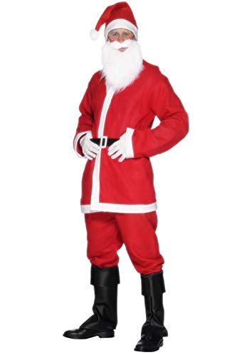 Smiffy s Smiffys Costume Babbo Natale, Rosso, con giacca, pantaloni, barba, cappello e cintura Uomo, Rosa, L-Dimensione 42 -44 , 20841L