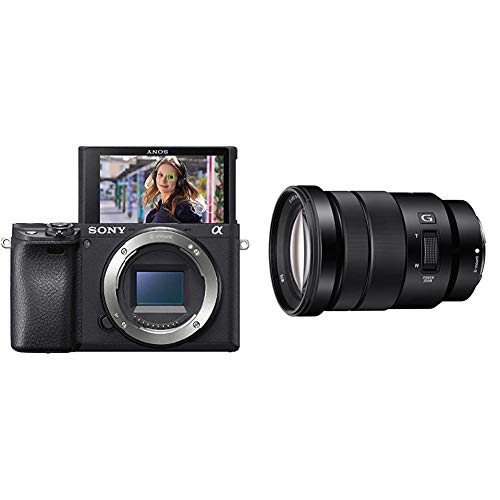 Sony Alpha 6400, Fotocamera Digitale Mirrorless ad Obiettivi Intercambiabili, Sensore APS-C, Video 4K HDR, S-log2, S-log3 e Hlg, ILCE6400B, Nero & E PZ 18 105mm f 4.0 G Obietto Zoom, APS C