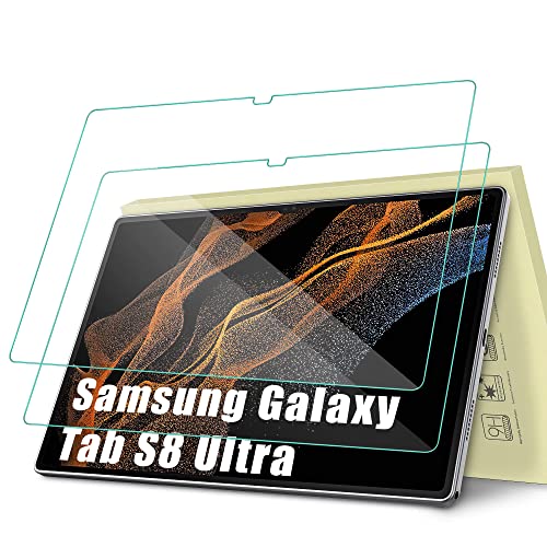 Supobig Protection Écran pour Samsung Galaxy Tab S8 Ultra 14.6 pouces (‎SM-X906BZAFEUH) Dureté 9H, film protecteur durci 2.5D, Verre Trempé anti-rayures pour Samsung Galaxy Tab S8 Ultra(2 Pack)