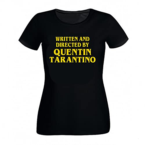 T-Shirt da Donna Written And Directed by (Quentin Tarantino Tshirt Maglia Pulp Fiction) Maglietta Ragazza Femminile (S Donna, Bianco)